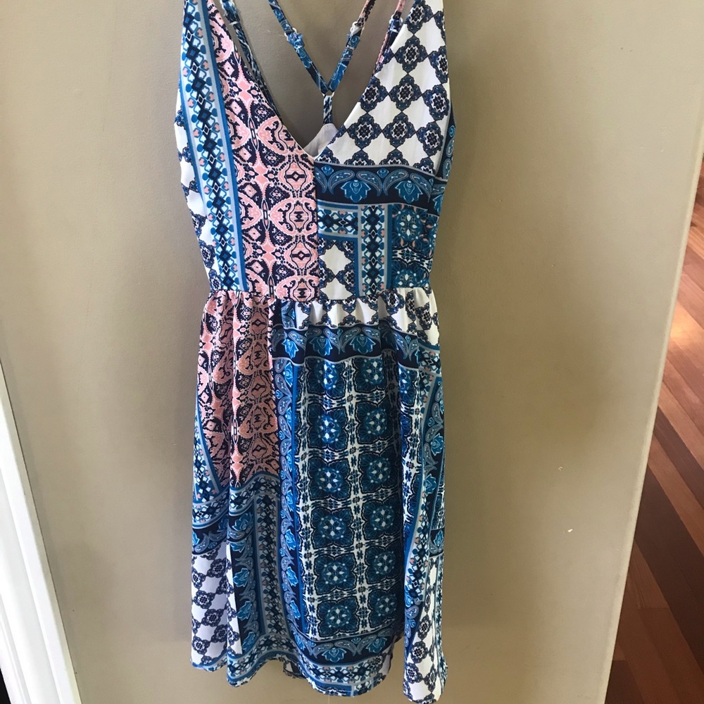 Patchwork patterned spaghetti strap dress size M